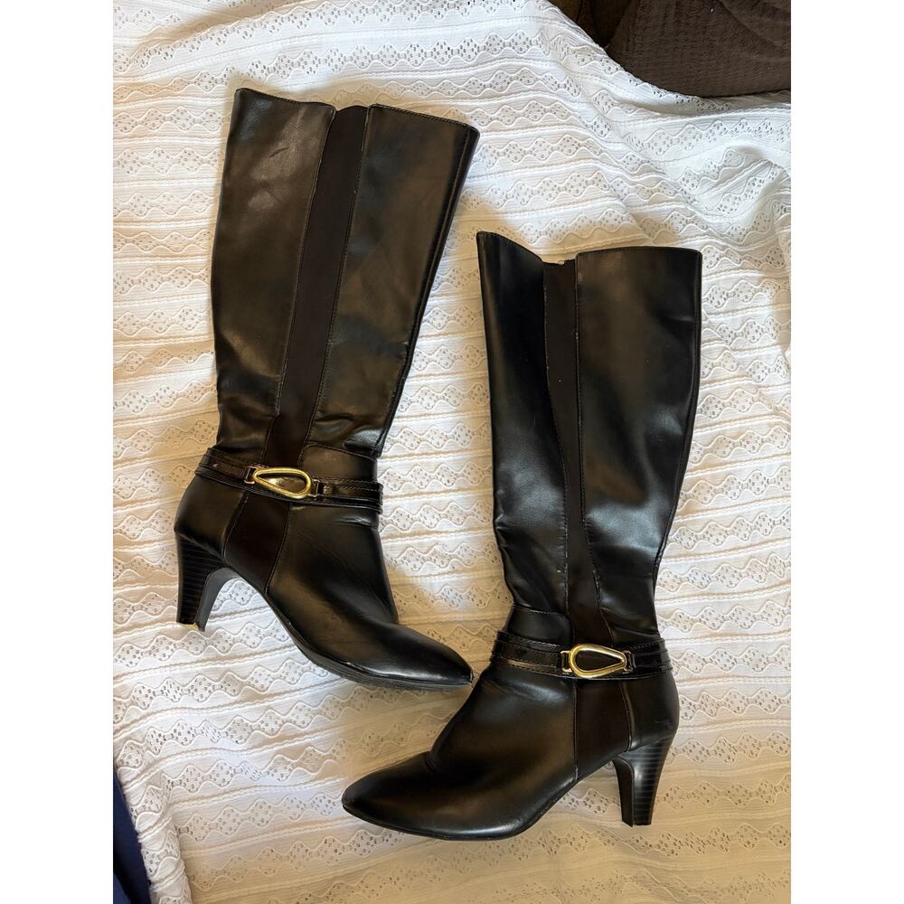 Karen Scott Tall Black Boots Women's Size 9W Wide Width Knee High Riding Boots